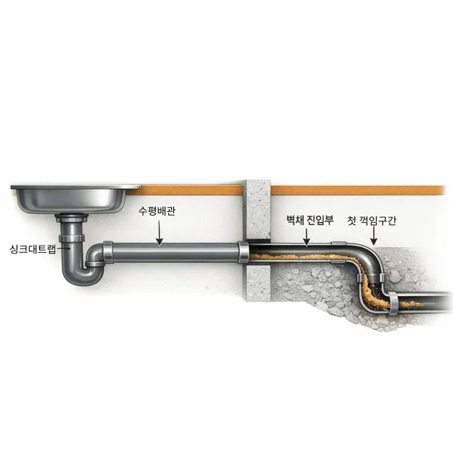 세대 내부 수평 배관의 경로