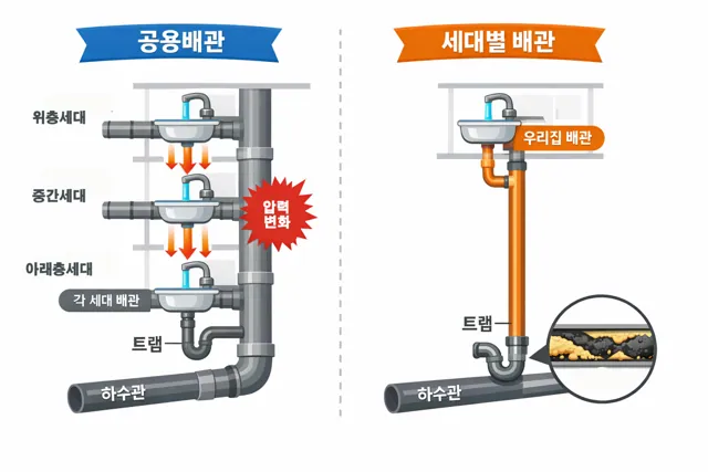 공용 배관과 세대 내부 배관의 구분